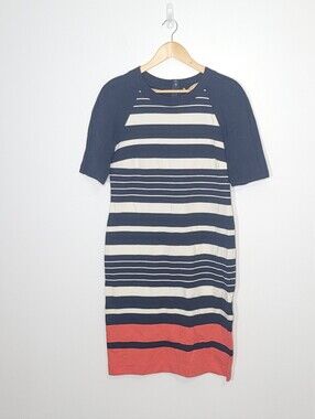 MICHAEL by Michael Kors Navy Red Cream Stripes Zip Back Business Casual Size 12